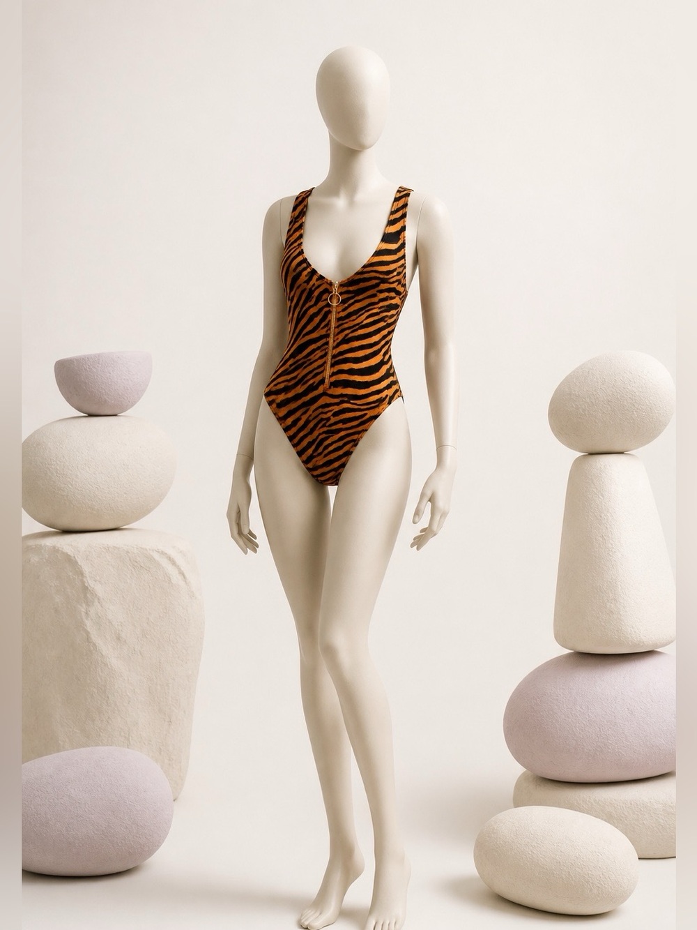 Tiger Stripe Orange Women’s One-Piece Swimsuit